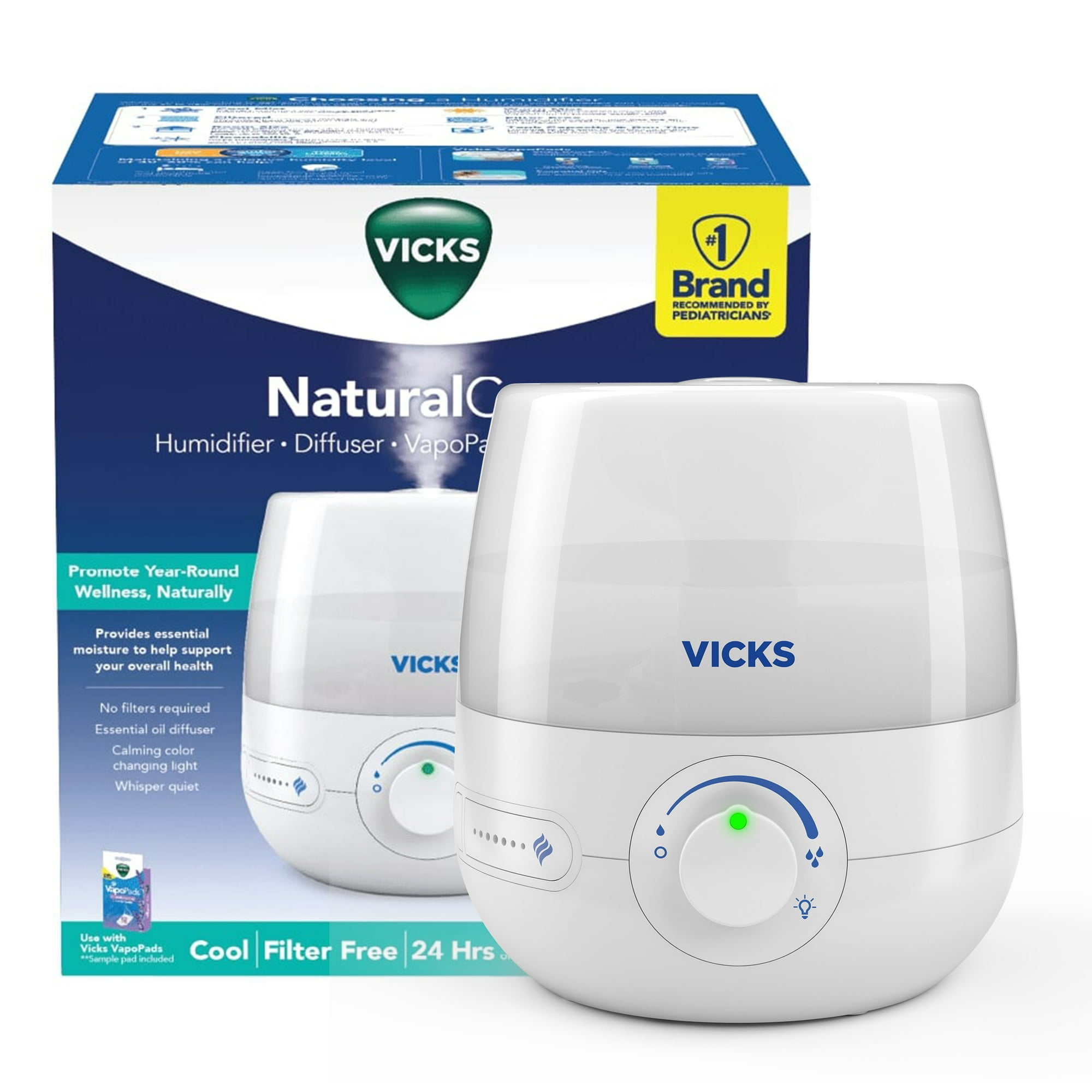 Vicks 0.6 gal 200 sq ft Ultrasonic Cool Mist Humidifier, White