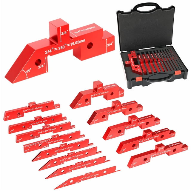 Setup Blocks, medidor de altura Miucoguier, aleación de aluminio, 14 unidades