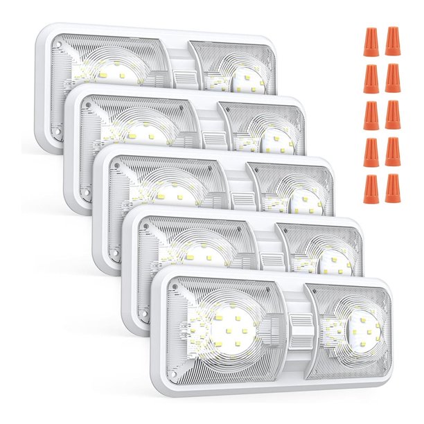 Paquete de 5 Luces LED Interiores para Autocaravanas, Lámpara de Techo LED con Interruptor para Autocaravanas, Caravanas, Remolques y Barcos