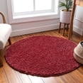 thumbnail image 4 of Well Woven Madison Shag Round Solid Area Rugs, Crimson Red, 4 of 4