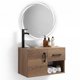 thumbnail image 2 of Set de Mueble Organizador de Baño con Lavabo y Espejo Luz LED Diseño Flotante marron, 2 of 8