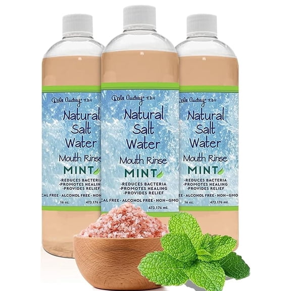 Dale Audrey Antiseptic Alcohol-Free Mouthwash with Himalayan Saltwater, Fresh Mint, 16oz, 3 Pack