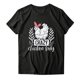 thumbnail image 3 of Gibobby Blusa de Trabajo de Manga Corta Camiseta informal con estampado de letras para mujer, camiseta de manga corta con cuello redondo, blusa informal ho(Negro,CH), 3 of 4