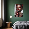 thumbnail image 2 of ZHONGYUTONG Red African American Wall Art Black Women Art Wall Decor Elegant Woman Canvas Prints Fashion Charm Girl Poster for Female Bedroom Home Framed (20.00" x 30.00"), 2 of 5