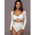 thumbnail image 2 of Hollow Out Long Sleeve Sexy Bodysuit For Women Tops Winter New Square Collar Strapless Skinny Partyl Sexy Bodysuits, 2 of 7