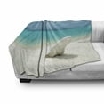 thumbnail image 3 of Seaside Soft Flannel Fleece Throw Blanket, Maldivian Beach Sunbed at Seashore Sunny Day Travel Destination Picture, Cozy Plush for Indoor and Outdoor Use, 50" x 70", Turquoise Off White, by Ambesonne, 3 of 6