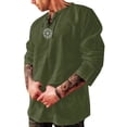 thumbnail image 1 of HAXMNOU Men Vintage Tunic Tops Shirt Viking Lace Up Jumper Long Sleeved Blouse AG XXL, 1 of 4