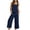 Navy, variant on Women's Sleeveless Slim-Fit Wide-Leg Jumpsuit - Versatile Layering & Casual Wear