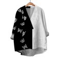thumbnail image 3 of yunLCZ Womens Long Sleeve Shirts Cotton Linen Shirts For Women 2025 V Neck Long Sleeve Tops Summer Trendy Blouses Casual Loose Tunic Tops Womens Long Sleeve Shirts, 3 of 3