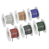 6 Roll 33 Yards 2MM Crystal Rhinestone Close Chain Trim for Sewing Crafts DIY Handcraft, 6 Colors