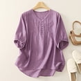 thumbnail image 2 of Sexlip Womens Swimsuit Set Ruched V Neck Cover Up Design Short Sleeve Relaxed Silhouette Quick Dry Fabric for Beach Outings Purple XL, 2 of 9