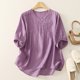 thumbnail image 1 of mfyjkho Tops Para Salir, Blusa De Moda Para Mujer Con Cuello En V, Manga Corta Y Botones Bordados De Lino Sintético Tops Para Hacer Ejercicio Xl, 1 of 8