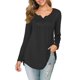 thumbnail image 3 of Blusa de manga larga con cuello en V y botones para mujer, 3 of 6