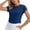 Blue, variant on Purcolt Womens Crop Athletic Tops Lightweight Casual Crewneck Short Sleeve Cross Cut Out Back Shirts Comfort Loose Fit Sport Tee Shirt for Workout Running Gym