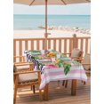 thumbnail image 2 of Outdoor Tablecloth with Umbrella Hole for Patio/Picnic/Party/Camping, Pink Flowers Waterproof Table Cloth Rectangle Table Cover Washable, Spring Floral Striped Farmhouse Botanical (60"x 120"), 2 of 8