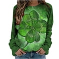 thumbnail image 1 of Pompotops Chemises Décontractées à Manches Longues pour Femmes Vintage Impression St Patrick Col Rond Chandail en Molleton Chandail Ample, 1 of 5