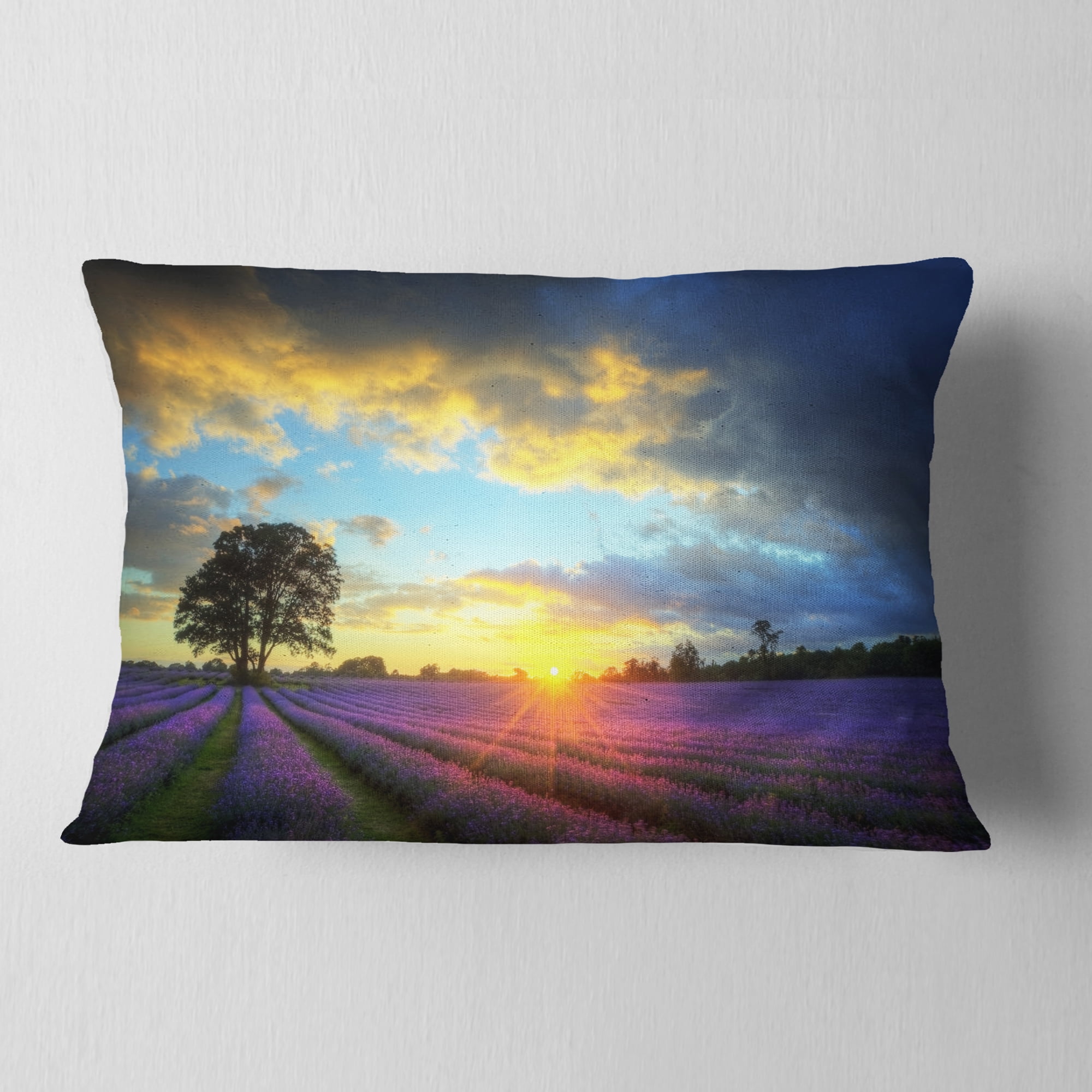 Designart 12" x 20" Purple Polyester Throw Pillow