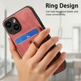 thumbnail image 6 of Wallet Case Designed for iPhone 12 Mini with Detachable Card Holder, Rotation Ring Kickstand Case, Magnetic Vintage PU Leather Cover Compatible with MagSafe Shockproof Case for iPhone 12 Mini, Pink, 6 of 10