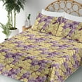 thumbnail image 3 of Ambesonne Banana Leaves Fitted & Flat Sheet with Shams 4 Pcs Set, Dreamy Leafy Pattern, King, Avocado Green and Mauve, 3 of 5