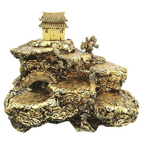 Eastern Enlightenment Buddhist Zen Monastery Temple On Mountain Top Display Figurine For 3" Miniature Sets Altar Decorative Golden Oriental Bridge Peaceful Scenery