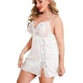 thumbnail image 5 of Avidlove Women Plus Size Lingerie Lace Chemise Nightgown Satin Nightwear Silk Slip Dress White X-large, 5 of 5