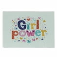 thumbnail image 1 of Girl Power Cutting Board, Composition with Words Cartoon Style Hearts Flowers and Diamond Shapes Design, Decorative Tempered Glass Cutting and Serving Board, in 3 Sizes, by Ambesonne, 1 of 2
