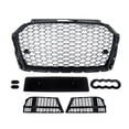 thumbnail image 6 of Gloss Black For Audi A3 S Line 2017-2019 2020 Honeycomb Front Bumper Grill Fog Light Grille Cover, 6 of 15