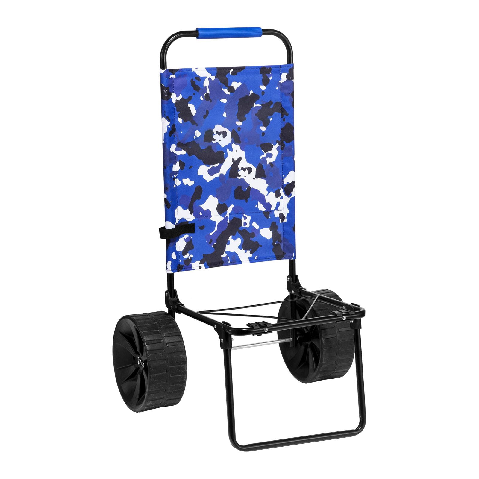 Beach Dolly with Big Wheels for Sand, 15.4" x 15.7" Cargo Deck, w/ 10" PE Solid Wheels, 69LBS Loading Capacity Folding Sand Cart, Heavy Duty Cart for Picnic, Camping, Fishing, Beach, Gardening