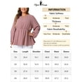 thumbnail image 6 of DARING DIVA Women's Plus Textured Keyhole Cut Out Long Sleeve Blouse 1X Pink, 6 of 6