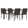 thumbnail image 2 of vidaXL 5 Piece Garden Dining Set with Cushions Poly Rattan and Steel, 2 of 5