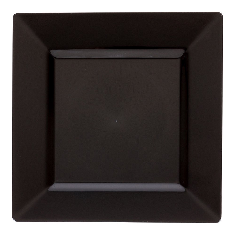 Square Black Plastic Medium Plate 8 1/4" x 8 1/4" x 1/2" 100 count