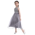thumbnail image 2 of inhzoy Kids Girls High Waist Bridesmaid Princess Dress Sequins Flowy Girls Wedding Birthday Evening Pary Gowns Gray 10, 2 of 9