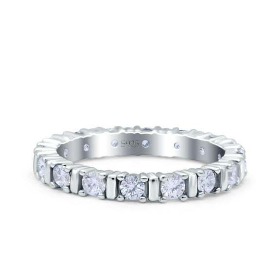 Simulated Cubic Zirconia Size-5 Full Eternity Stackable Ring Wedding Band 925 Sterling Silver