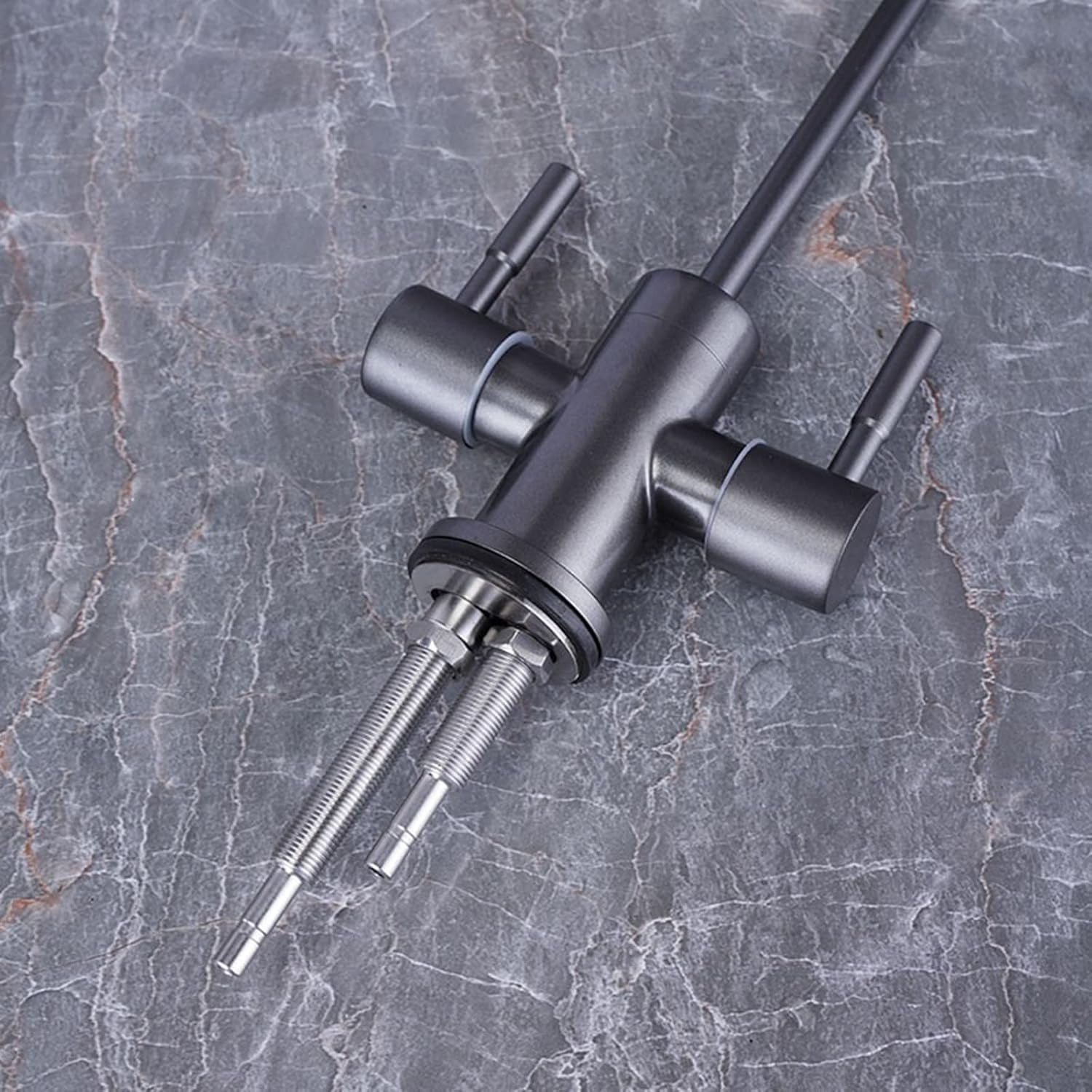 Kitchen Faucet Water Filter Swivel Single Cold Water Stainless Steel Single Hole Dual Outlet Water Purifier Faucets-Grey
