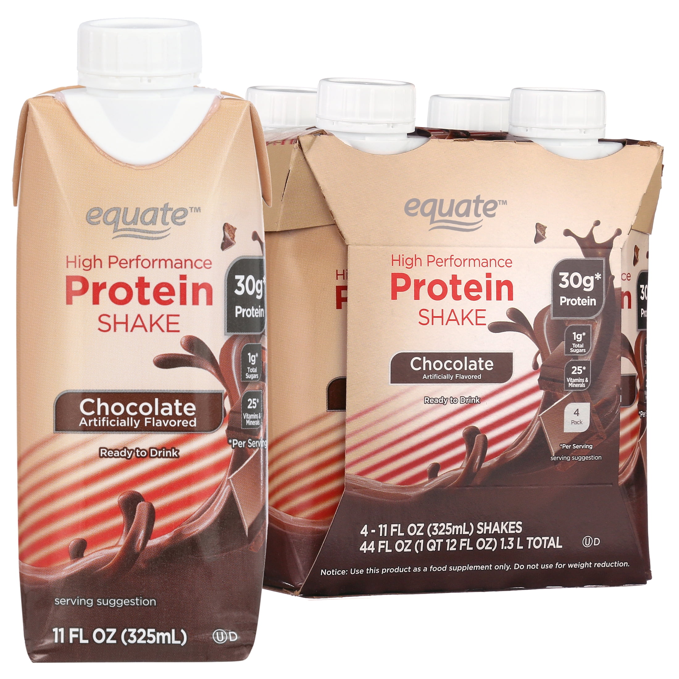 veld is er Gorgelen Equate High Performance Protein Nutrition Shake, Chocolate, 11 fl oz, 4  Count - Walmart.com