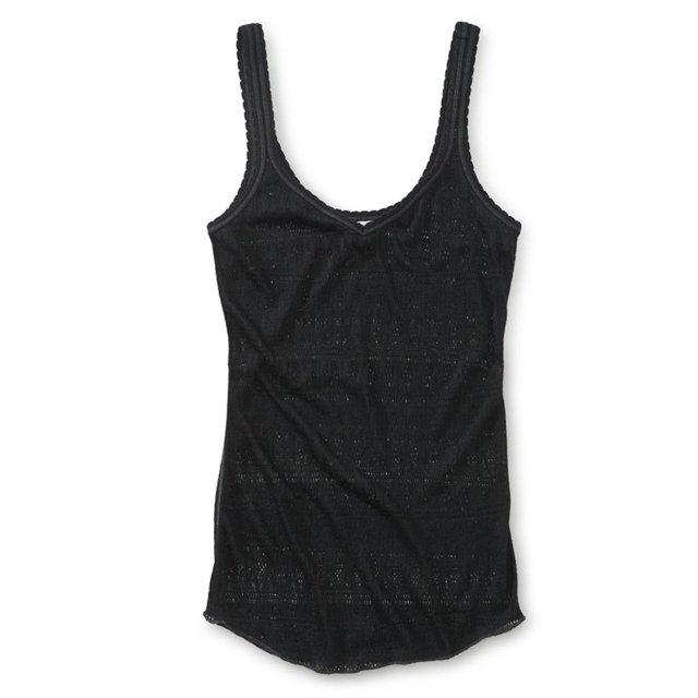 Aeropostale - Camiseta sin mangas de malla transparente para mujer, color negro, pequeño Aeropostale Camiseta sin mangas