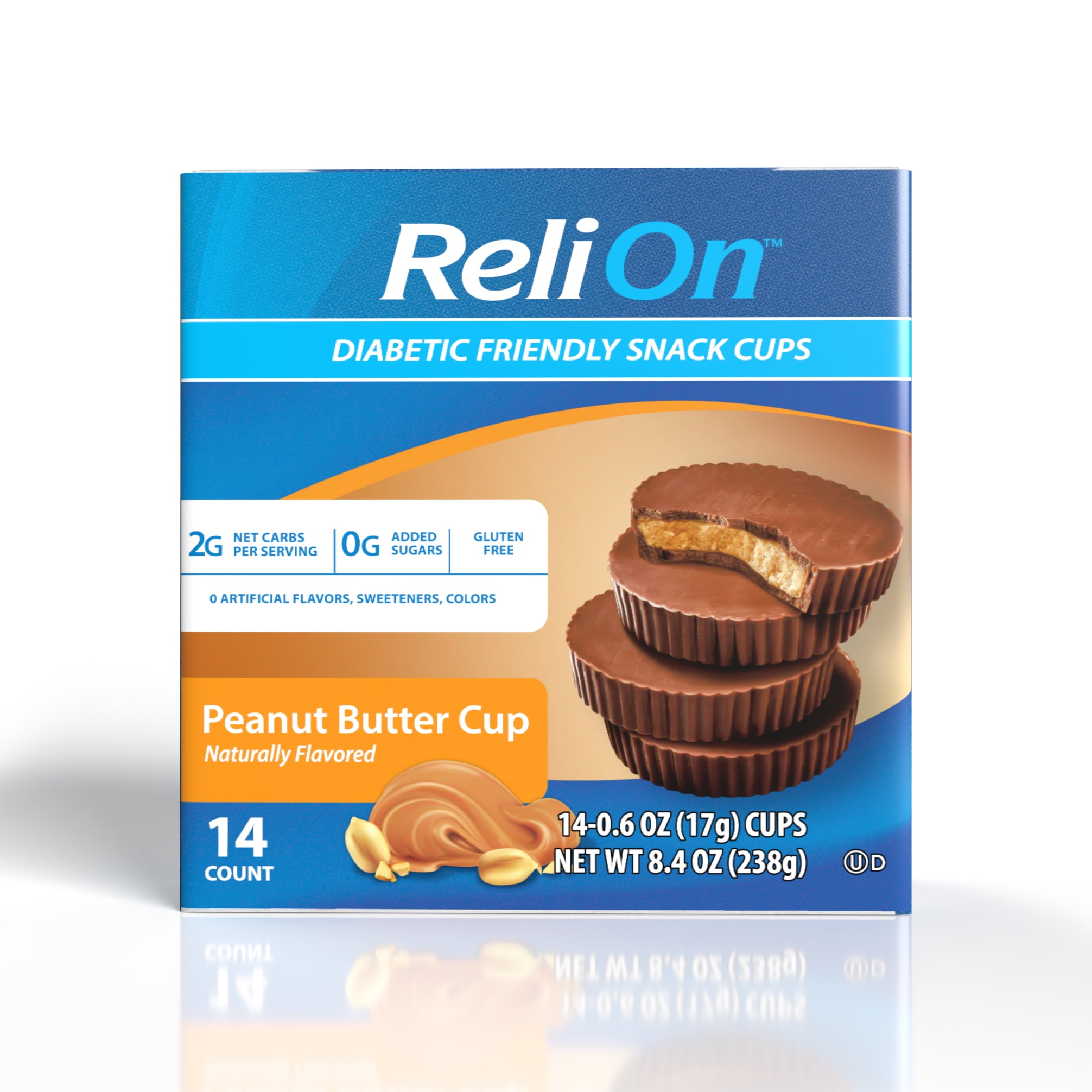 (2 pack) ReliOn Diabetic Friendly Snack Cup, Peanut Butter Cup, 14 Count
