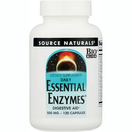Product image Source Naturals Essential Enzymes 500mg Bio-Aligned Multiple Supplement Herbal Defense for Digestion, Gas & Constipation Relief - Strong Immune System Support* - 120 Capsules