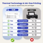 Thermal Printer, Portable Wireless Printer for Travel Inkless, Support US Letter/A4/A5/B5 Thermal Paper, Compatible with Android iOS Phone & Laptop