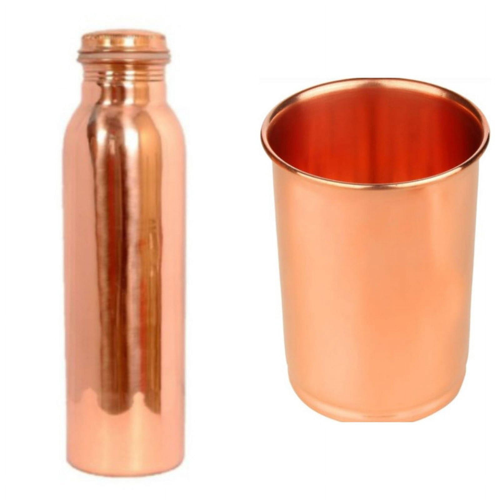 Nirmal Ganga Copper Bottle for Water 1 Lit(pack of 5) & Glass 250 ML(pack of 5)|| set of 10