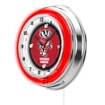 thumbnail image 2 of University of Wisconsin (Badger) 19" Double Neon Wall Clock, 2 of 5