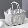 thumbnail image 3 of Rawiri Cesta portátil para ducha, cesta de almacenamiento de plástico con asas, organizador para cocina, baño, dormitorio universitario, gris, 3 of 6