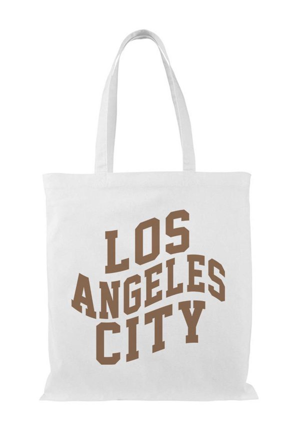 Retro College Los Angeles City. Tote Bag - Image by Shutterstock, One Size Cotton Canvas Tote Bag