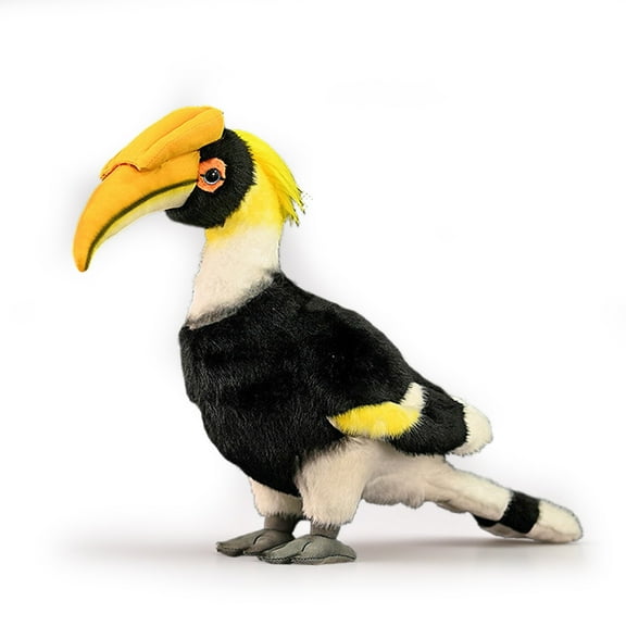 PuffPurrs Lifelike Great Hornbill Plush Toy, Cute Realistic Buceros Bicornis Teddy Stuffed Animal, Massive Yellow Casque Toy Gift, 30 CM/11 In