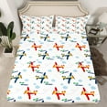 thumbnail image 2 of jejeloiu Colorful Cartoon Airplane Bed Sheets,Flying Tool Vehicle King Sheets,boys aircraft toys Sheet Set For Children,Super Cozy Room Decor,4 Pieces, 2 of 7