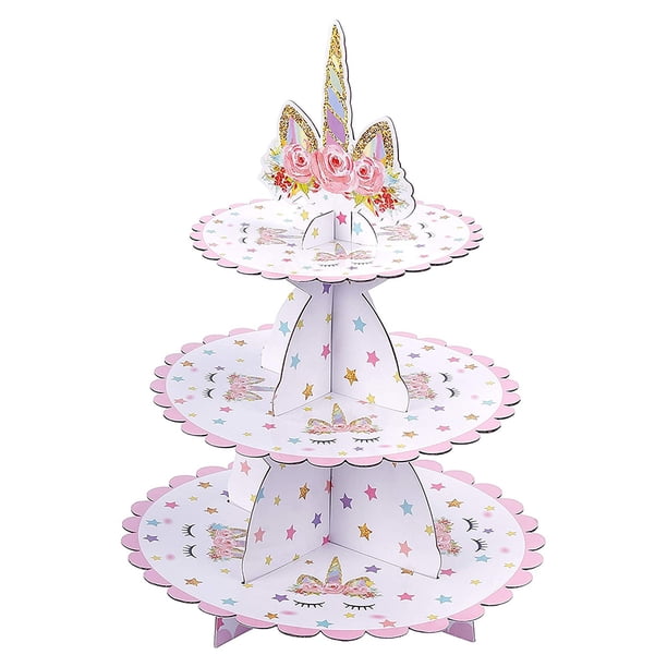 Soporte para cupcakes de 3 niveles: suministros de decoración para fiestas temáticas dulces para fiestas de cumpleaños de niñas, baby shower, bodas, fiestas de revelación de género Ormromra 222263