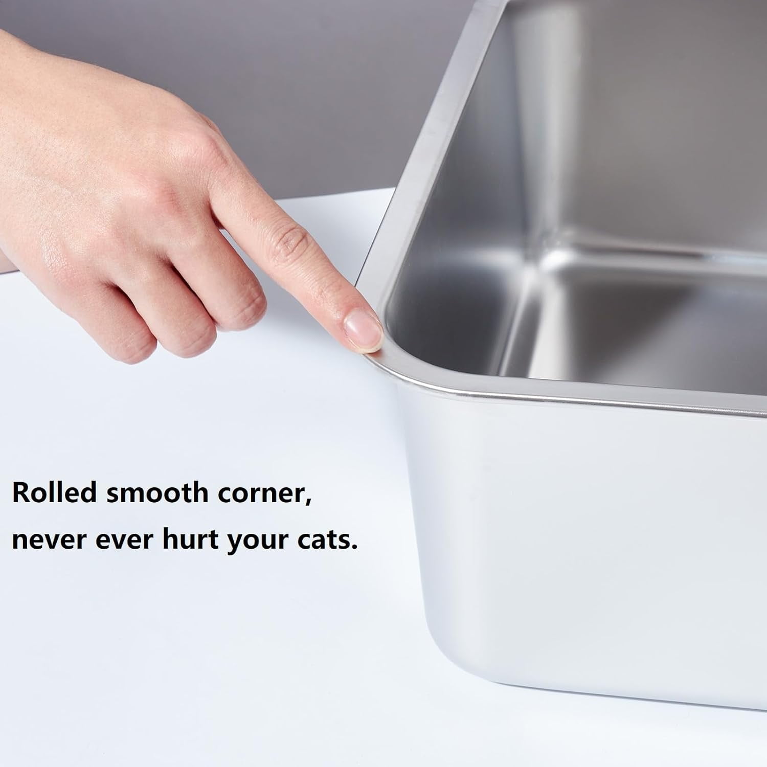 Extra Large Stainless Steel Litter Box with Lid, High Sided Design Includes Mat and Scooper, Easy Clean Non-Stick Odor Control