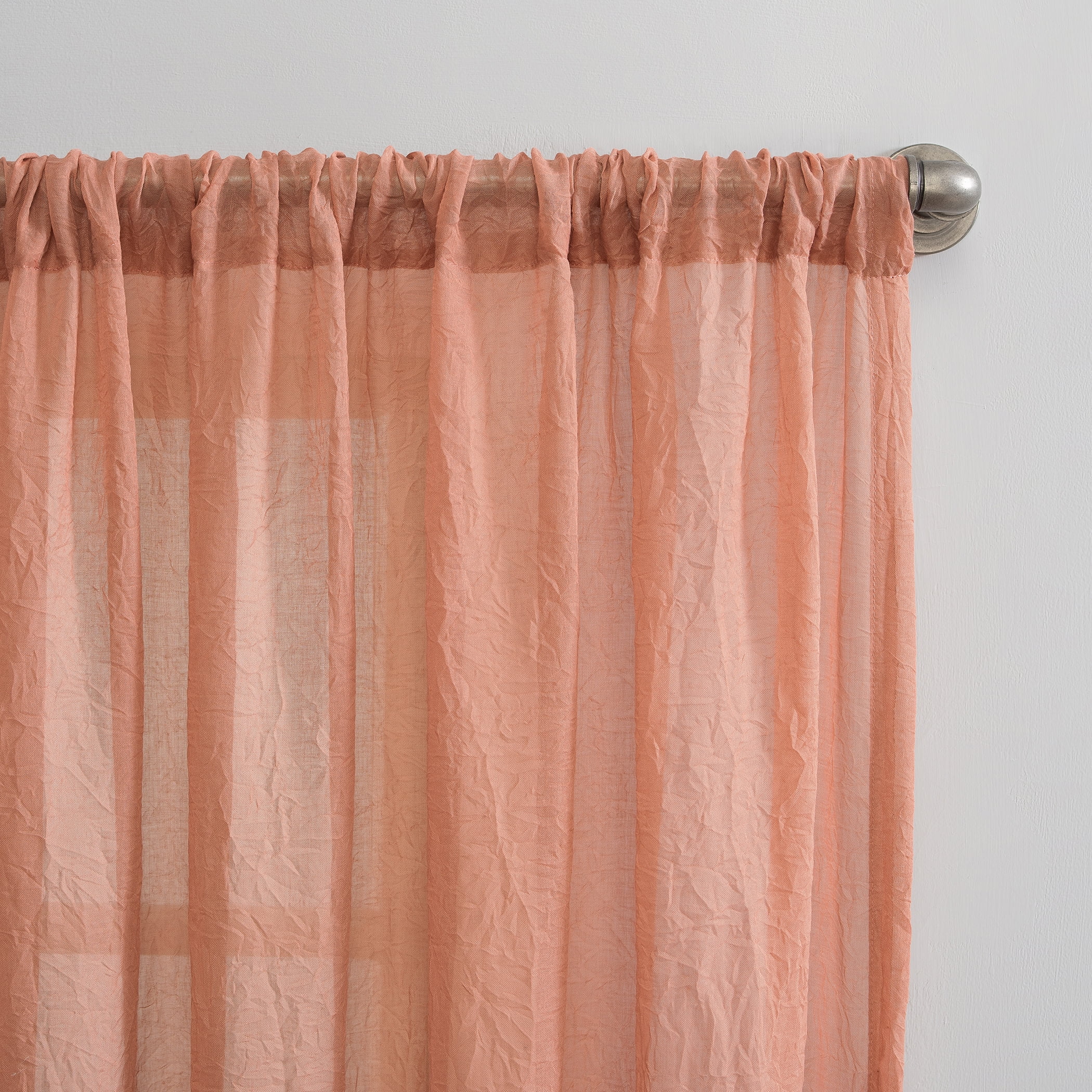 Mainstays Linen Textured Semi-Sheer Rod Pocket Curtain Panel, 50"x84", Terracotta Orange