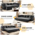 thumbnail image 6 of 89 " W 3-In-1 Pull-Out Sofa Bed, Convertible Sleeper Sofa Bed,King Size Sofa Bed, Chaise Lounge,Velvet 3-Seater Sofa with Movable Ottoman, Tufted Design (Grey), 6 of 12