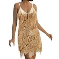 thumbnail image 2 of Pisexur Robe Sans Manches à Col en V pour Femme, Mode, Bretelles, Col Ras du Cou, Paillettes, Plume, Robe Courte Unie Sans Manches, Robe pour Femme, 2 of 6